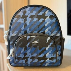 NEW Coach Houndstooth Blue and Black Signature Backpack